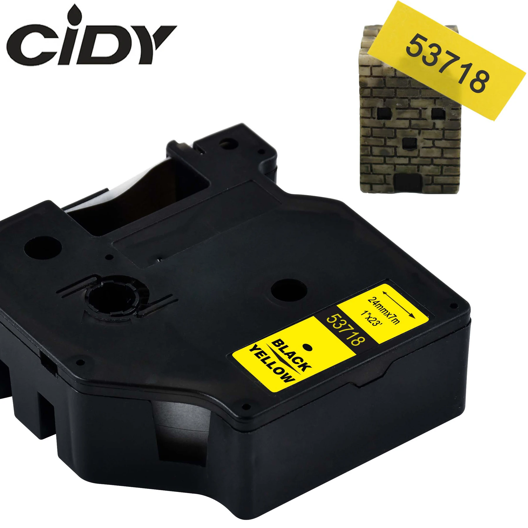 CIDY 53718 Negru pe galben Compatibil Dymo D1 24mm Eticheta Banda Panglici Casetă pentru Dymo Label Manager 160 280 210