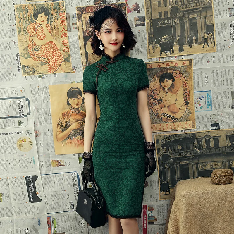 Vintage chineză Cheongsam Rochii Frumoase Qipao de Îmbrăcăminte Tradițională Chineză Pentru Femei 3XL Plus Dimensiune