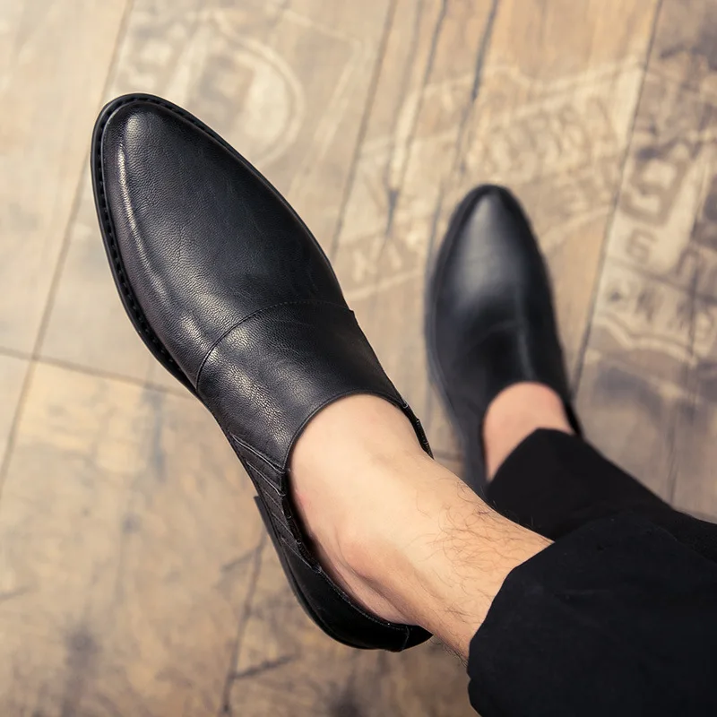 NPEZKGC Barbati din Piele Pantofi de Moda Coreea de Bărbați Mocasini Confortabile Subliniat Toe Pantofi de Afaceri Negru Barbati Pantofi Rochie Moale Pantofi pentru Bărbați