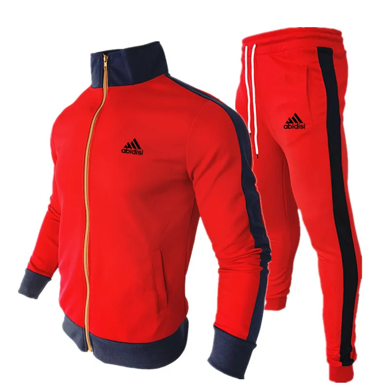 2020 Noua Moda Sport pentru Bărbați Seturi de Poliester de Imprimare cu Fermoar Stand-up guler Bluza de Trening Casual Jogging Barbati Haine