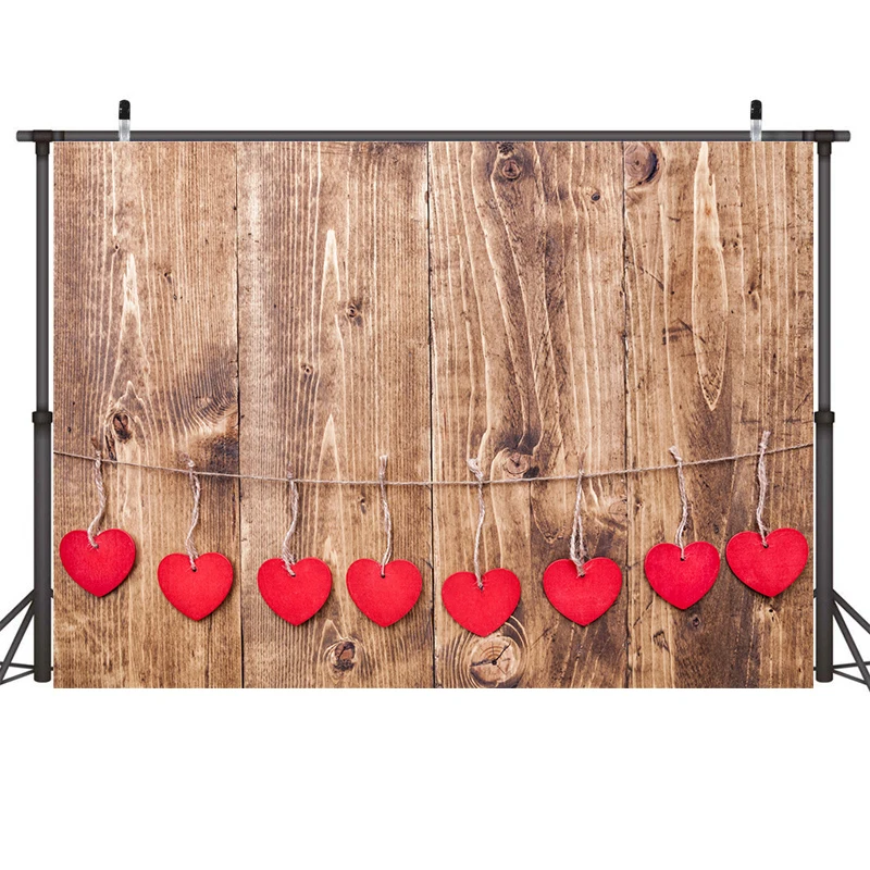 Nitree 40x60cm Podea din Lemn de culoare Roșie în formă de Inimă, Dragoste de Ziua Îndrăgostiților Fundal Studio Foto Recuzită Fotografie de Fundal de Vinil