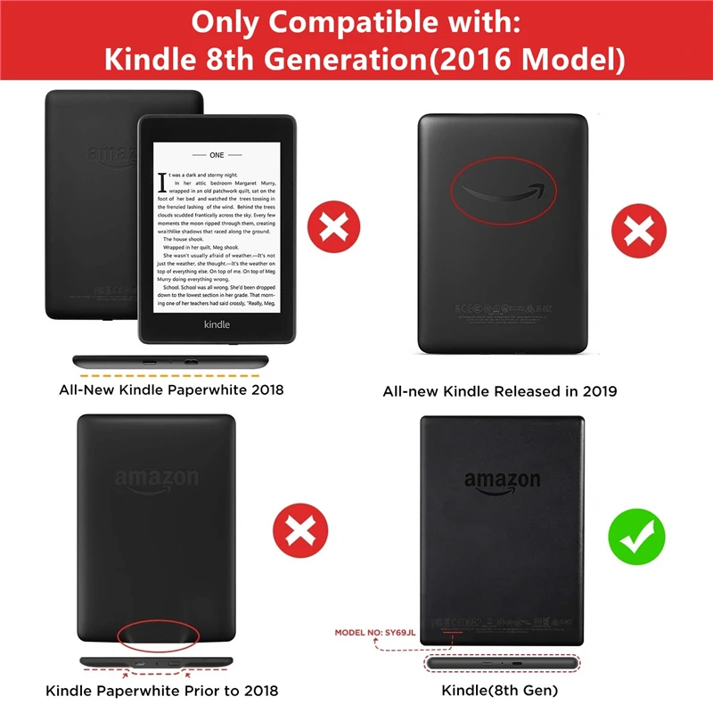 Kindle 8 Inteligent PU Caz Piele Flip rezistenta la Socuri Protectie Magic Coperta pentru Amazon Kindle 8 SY69JL Generație 2016 Tableta Caz