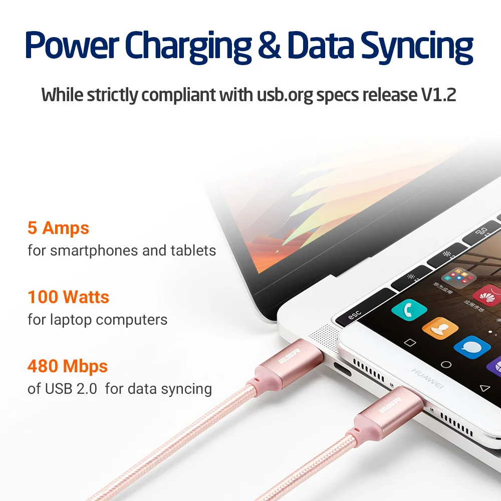 VSH USB-C to USB-C Cablu USB 2.0 de Sincronizare a Datelor de Încărcare rapidă 2M Tip C Tip C Cablu pentru MacBook, pentru SamsungS8, pentru LG G6 V20 G5