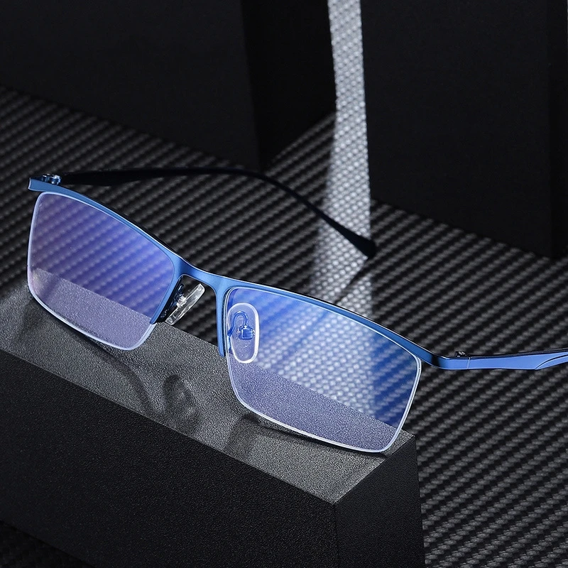 Anti-albastru ochelari moda pentru bărbați jumătate-cadru de afaceri rama de ochelari de calculator ochelari de protecție poate fi echipat cu ochelari baza de prescriptie medicala