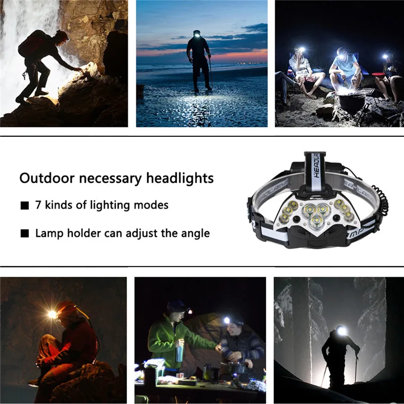 Super 45000LM USB 9 faruri LED lanterna lanterna XML T6 cap reîncărcabilă lampă pentru baterie 18650 luz led-uri puternice de cap lig