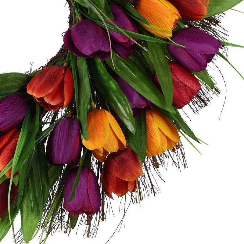 Tulip Coronita Usa Coroană de flori Artificiale Flori de Lalea Florale Crenguță Ușa Coroană de flori de Vară Coronita pentru Usa Coroană de flori