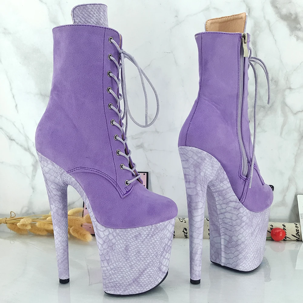Leecabe Violet piele de Căprioară Superioară 20CM/8inches Pol de dans pantofi cu Tocuri Înalte, Dans Pol de boot