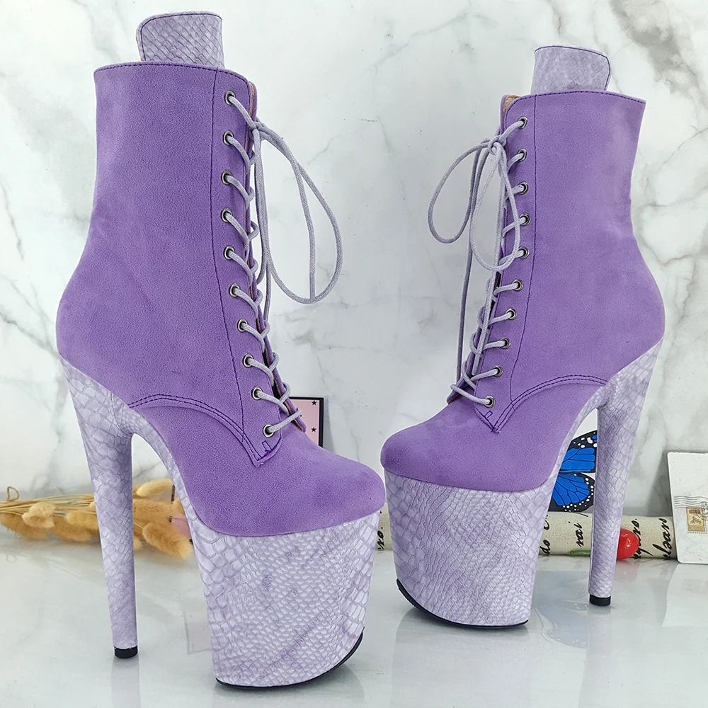 Leecabe Violet piele de Căprioară Superioară 20CM/8inches Pol de dans pantofi cu Tocuri Înalte, Dans Pol de boot