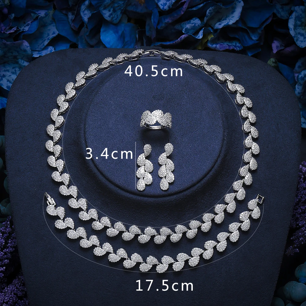 Set de bijuterii HADIYANA de Lux Spumant Cubic Zircon Colier, Brățară, Inel, Cercei de Design de Moda Pentru Femei TZ8158 Bisuteria