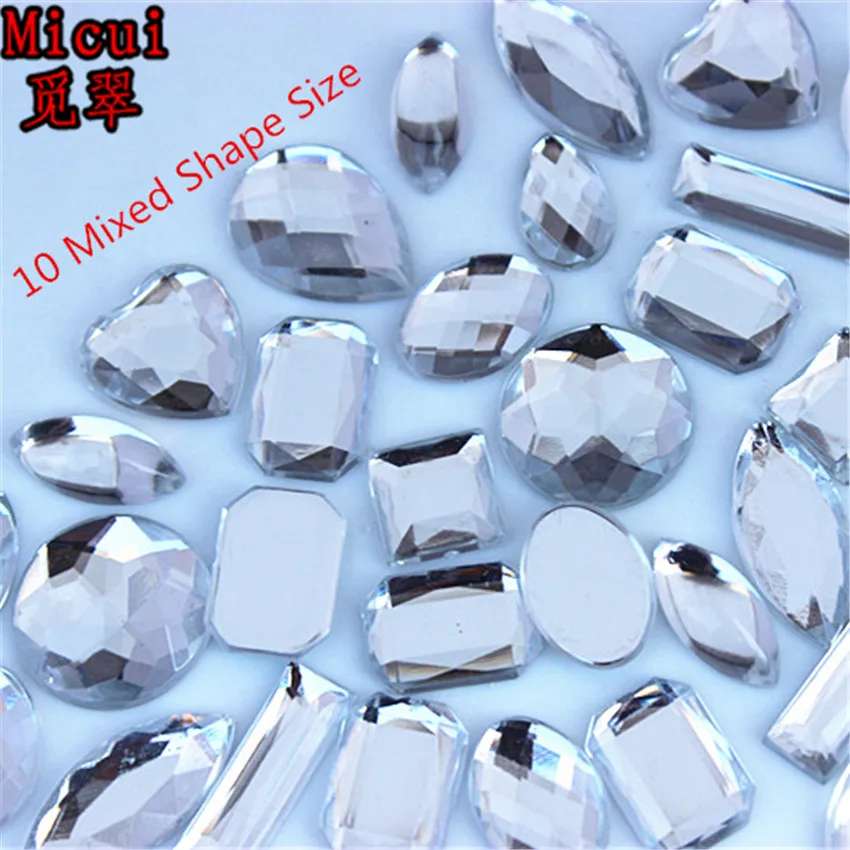 Micui 100buc Dimensiuni Mixte Forme Margele Acril Clar Cristale Flatback Piatra de Cristal Pentru Rochie de Mireasa DIY ZZ784