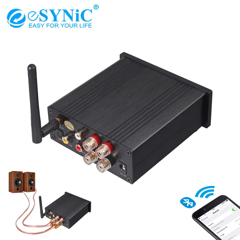 ESYNiC 192kHz Bluetooth 5.0 Amplificator Audio DAC Optic Coaxial USB La Analogic Convertor Audio HiFi Audio Amplificator Digital de Putere