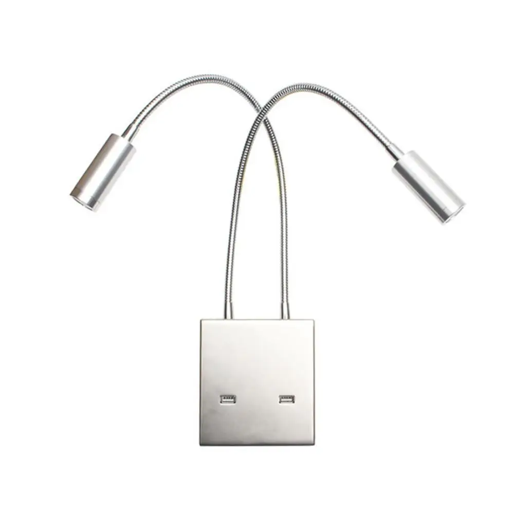 Aluminiu USB LED Noptiera Lectură Perete Lampa cu USB Port de Încărcare Dormitor Tranșee de Perete pentru Casa Living Hotel