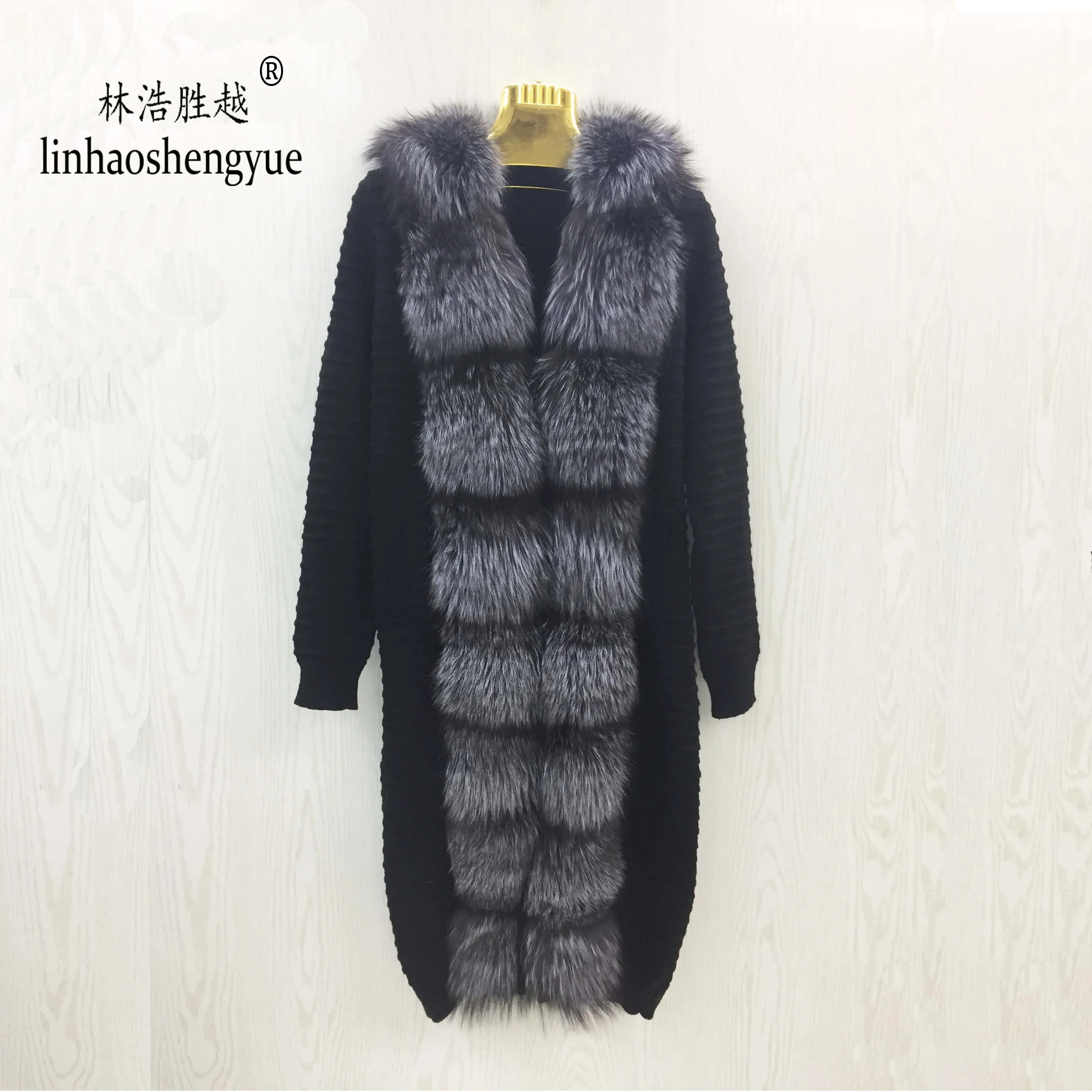 Linhaoshengyue 2019New punctul de blană de vulpe haină lungă de Lână fire este captusita cu captuseala moale si confortabil Fox Intrarea Garda