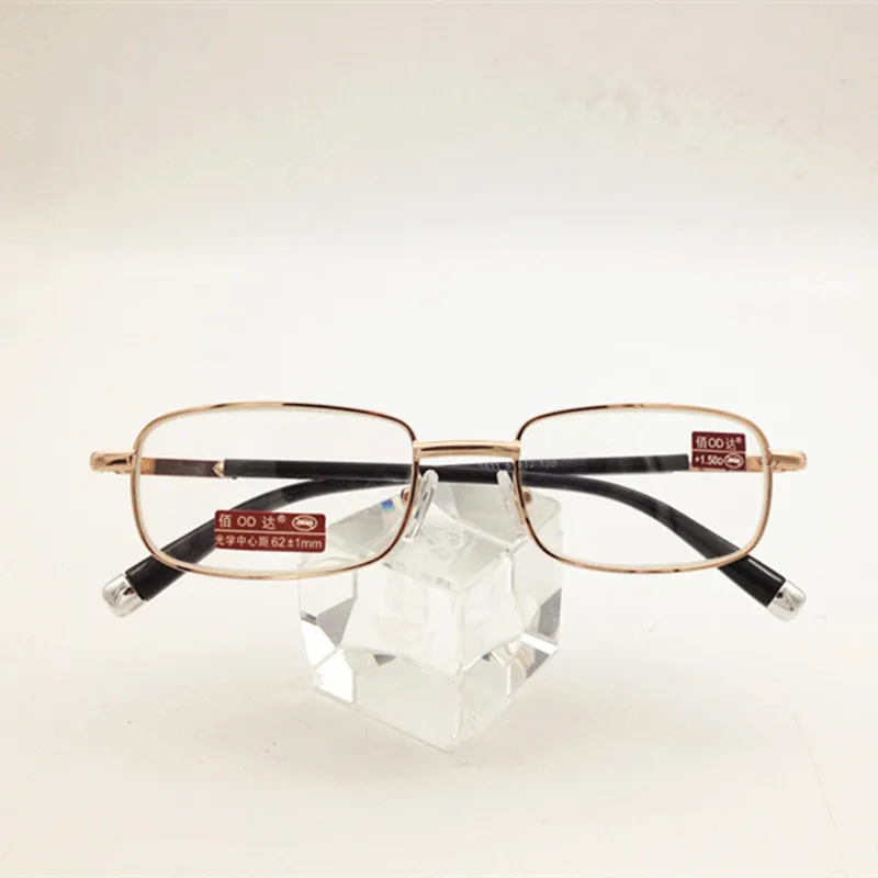 Unisex metal ochelari Lentile de Cristal bărbați femei ramă de aur, Ochelari de Citit Prezbiopie ochelari +100 +150 +200 +250 la +400