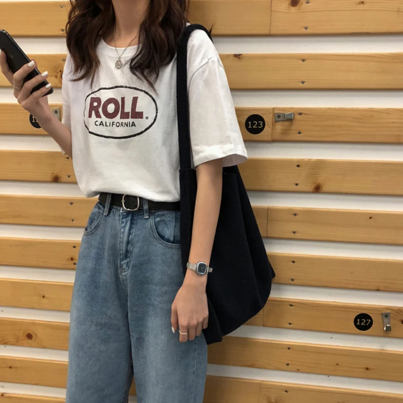 T-shirt Femme de Vară 2020 Top Haine coreene Ulzzang Harajuku Epocă Scrisoare de Imprimare cu Maneci Scurte T-shirt Femei Casual Tricouri