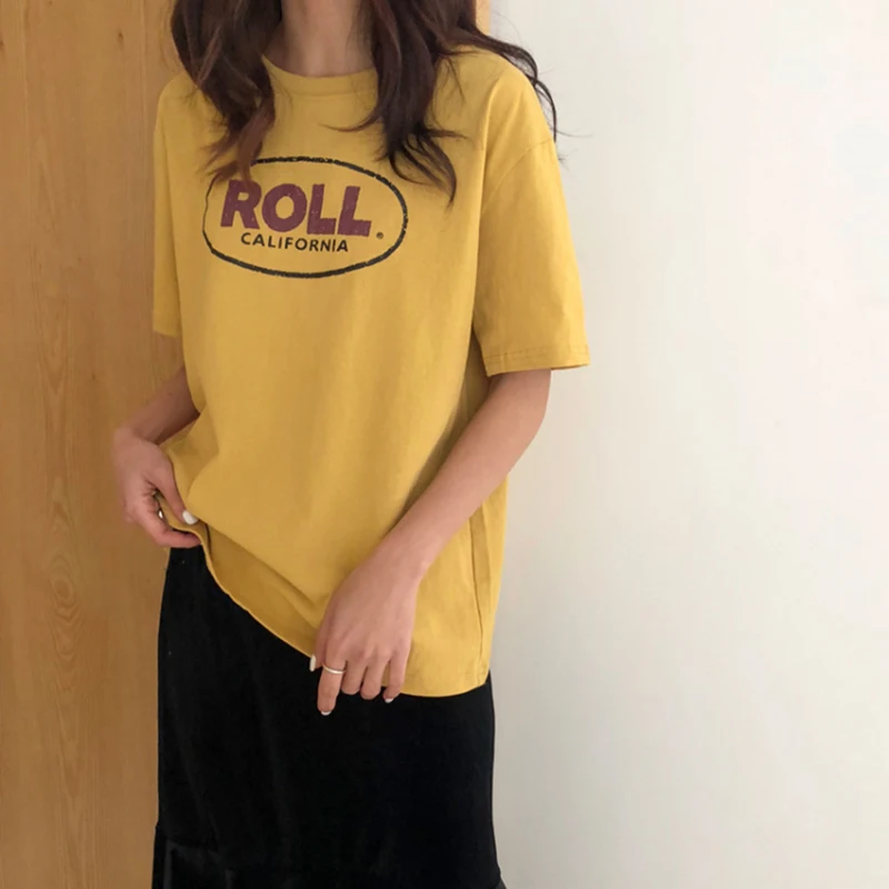 T-shirt Femme de Vară 2020 Top Haine coreene Ulzzang Harajuku Epocă Scrisoare de Imprimare cu Maneci Scurte T-shirt Femei Casual Tricouri