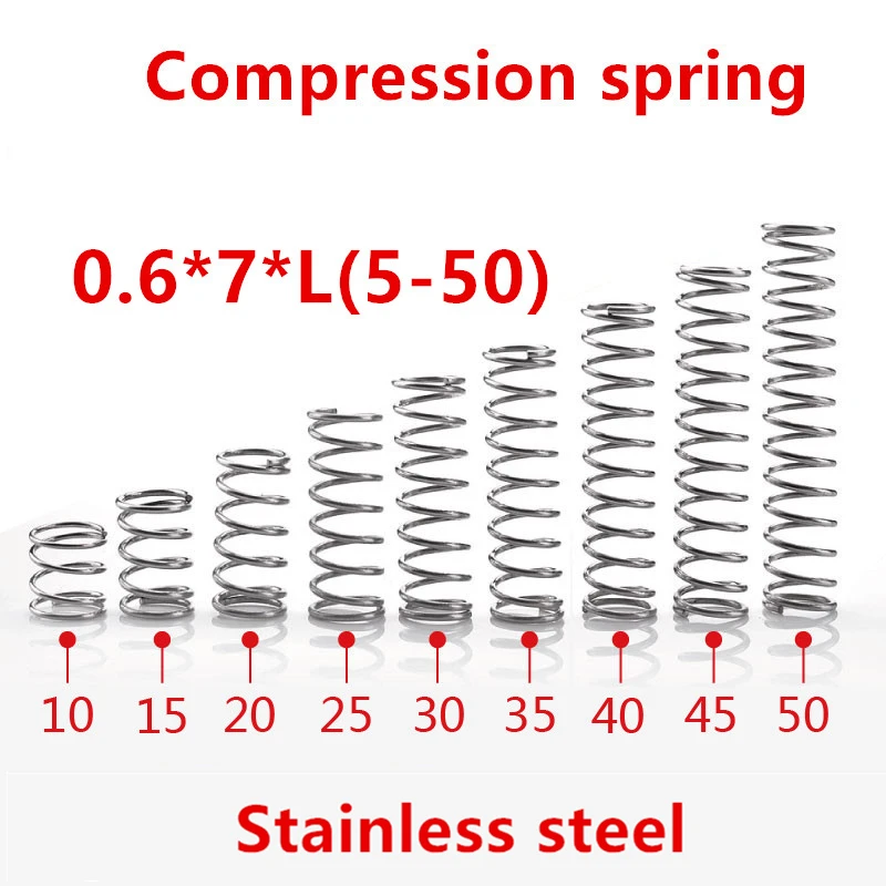 50pcs/lot 0.6*7*5/10/15/20/25/30/35/40/45/50mm primăvară 0,6 mm din oțel inoxidabil Micro mici arc de Compresiune