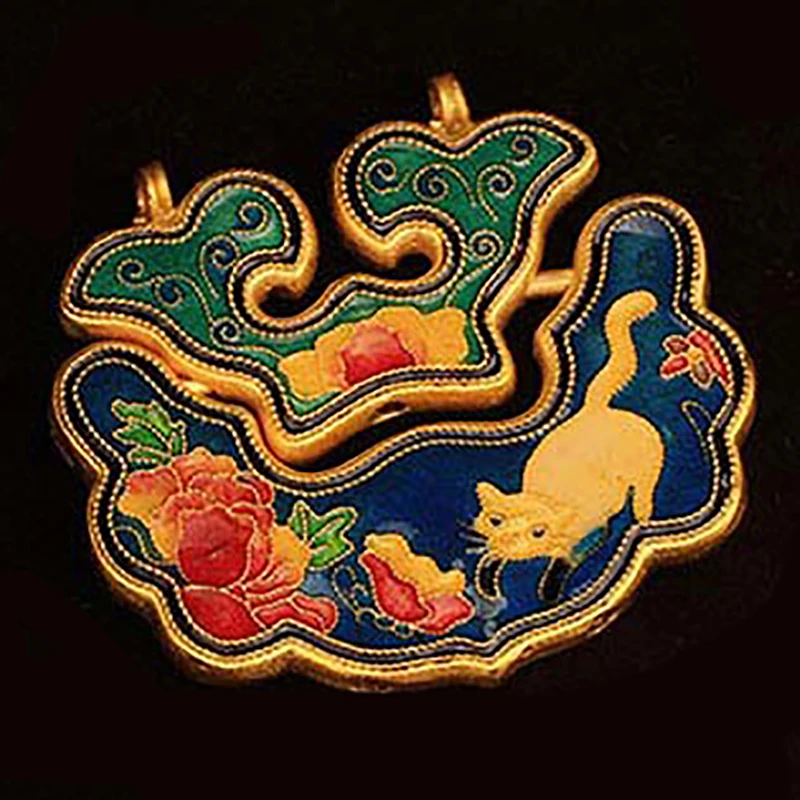 Design Original email porțelan colorat ambarcațiuni Ruyi blocare pandantiv Chineză stil retro farmec unic bărbați și femei, bijuterii de argint