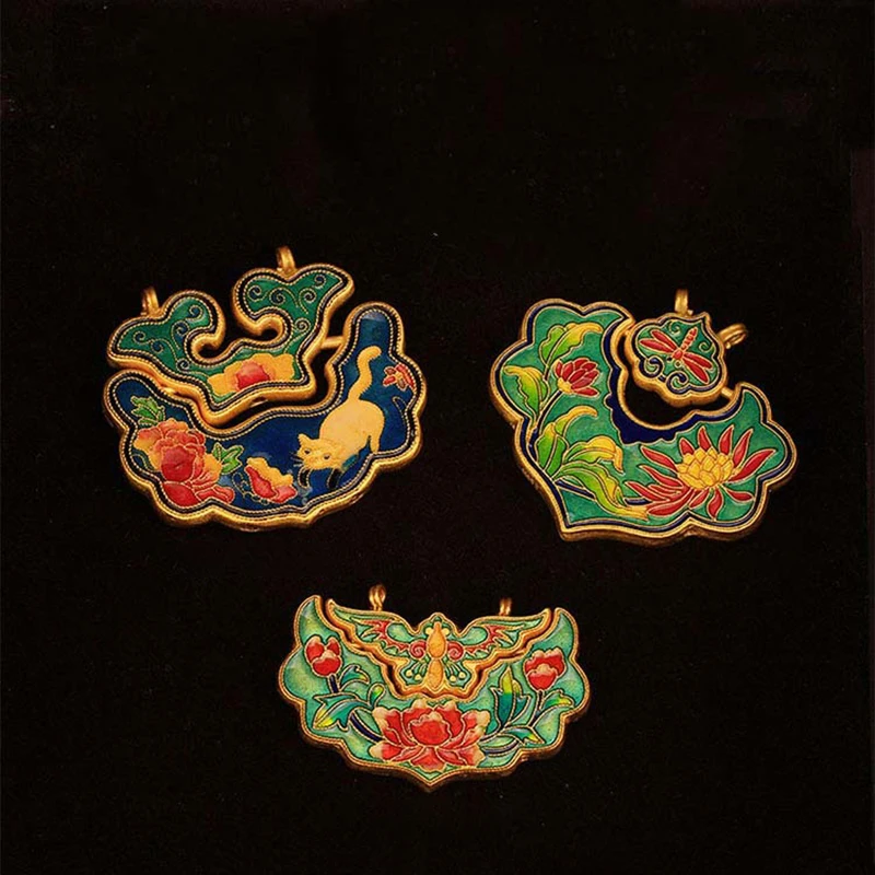 Design Original email porțelan colorat ambarcațiuni Ruyi blocare pandantiv Chineză stil retro farmec unic bărbați și femei, bijuterii de argint