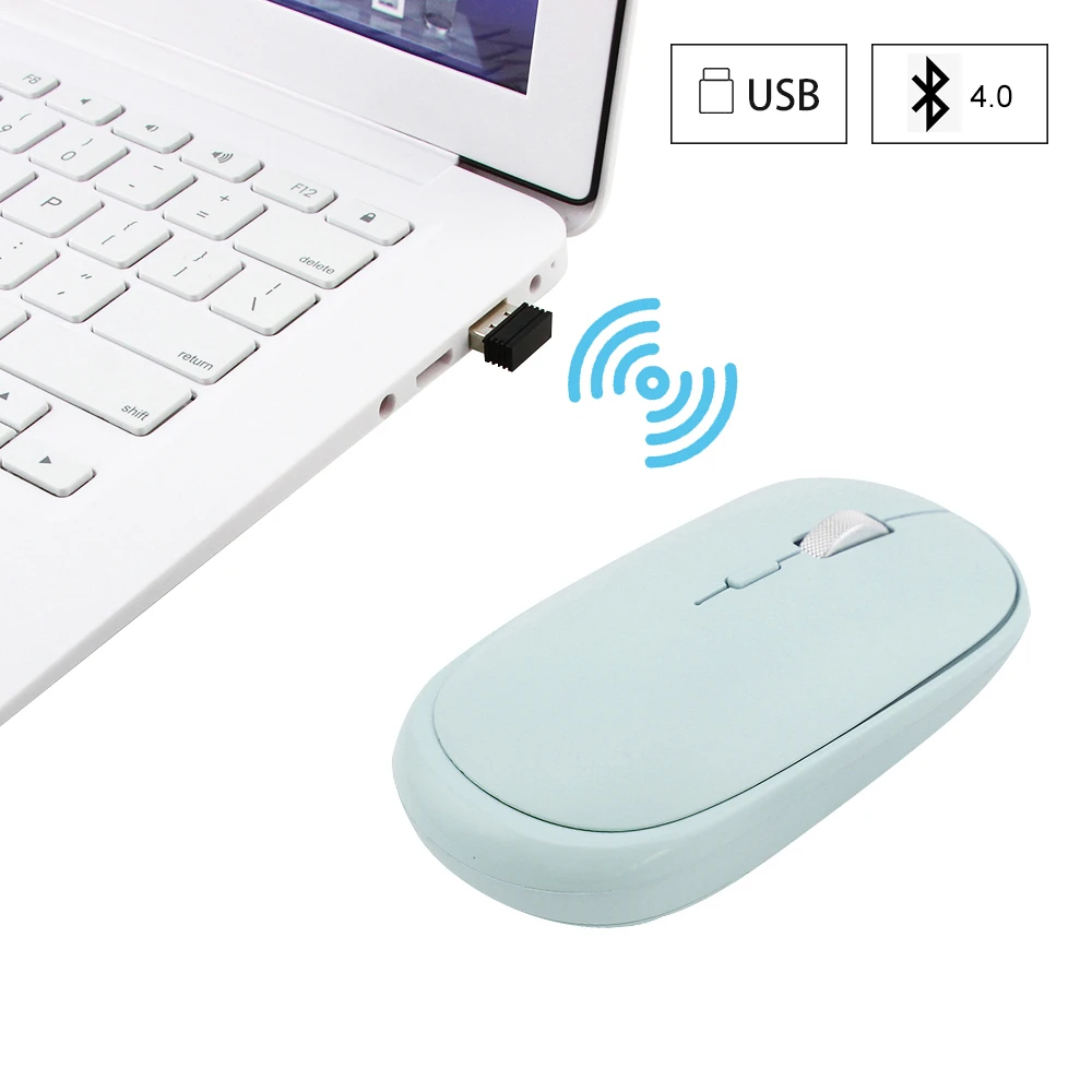 Bluetooth de Calculator fără Fir, Mouse Optic Ergonomic Soareci 1600 DPI BT 4.0 USB Roz Modul Dual 3D Mause Pentru PC, Laptop, Notebook Fata