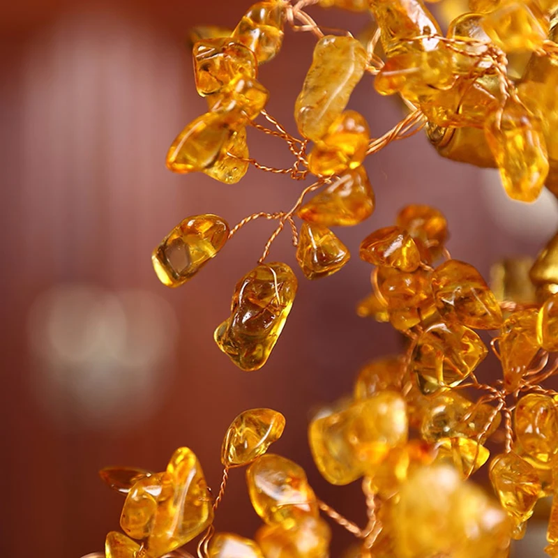 Galben Pietre De Cristal Feng Shui Avere Copac Bani Noroc De Avere Decor Acasă Cabinet Vin Display Ornamente