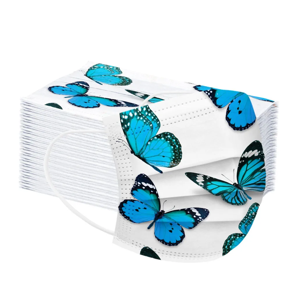 50/100buc Adult Copil Fluture Imprimat Trei Straturi de unica folosinta Masca Unisex Industriale Praf Ureche Loop Masca Bandaj 2020