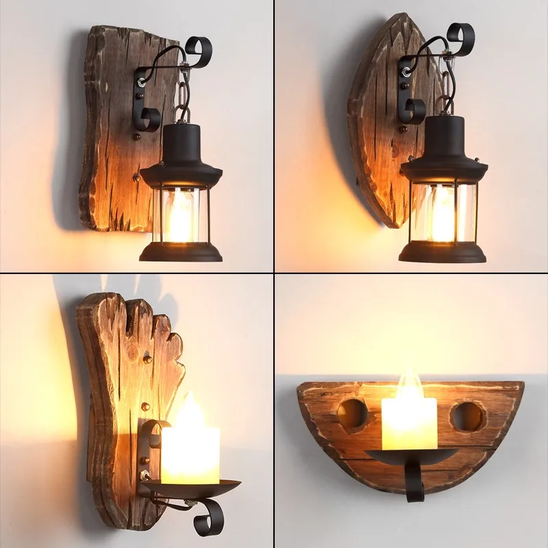 Vintage Retro din Lemn lampă de Perete de lumini pentru Acasă lemn decor Perete tranșee industrial light bucatarie loft Bar, Restaurant Lampă de Perete