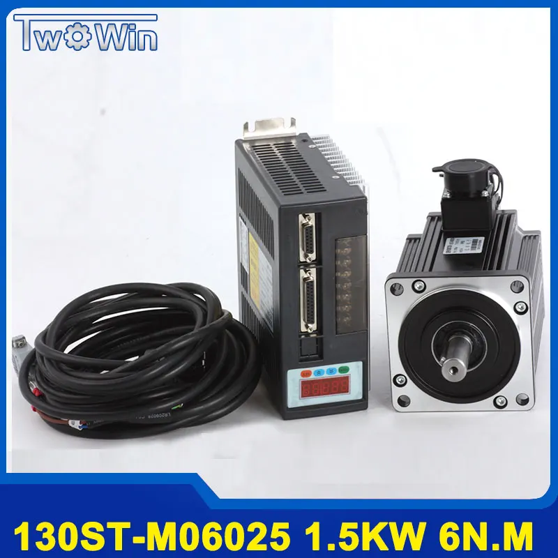 1,5 KW 130ST-M06025 AC servo motor 6N.M 1500W + driver cu 3 Metri de Cablu Complet sistemul de servo