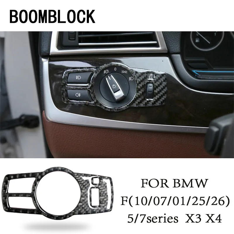 BOOMBLOCK Auto-Styling Fibră de Carbon, Faruri Comutator Interior Autocolant Pentru BMW F10 F07 F01 X3 F25 X4 F26 Accesorii