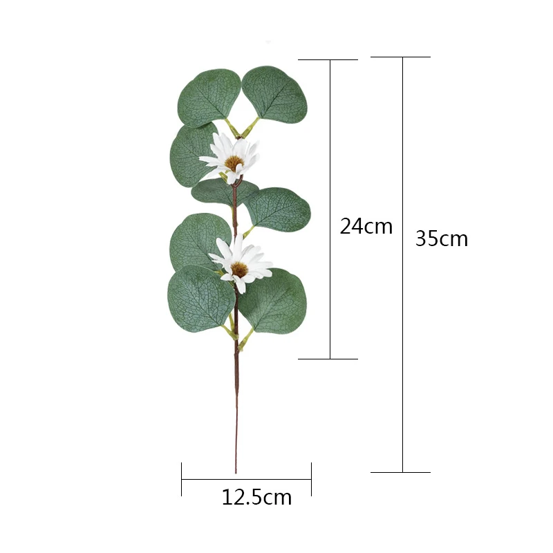 JAROWN 5pcs Artificiale Eucalipt Plante Ramuri de Nunta DIY Aranjament de Flori Accesorii de Mătase Verde cu Flori Frunze Decor Acasă