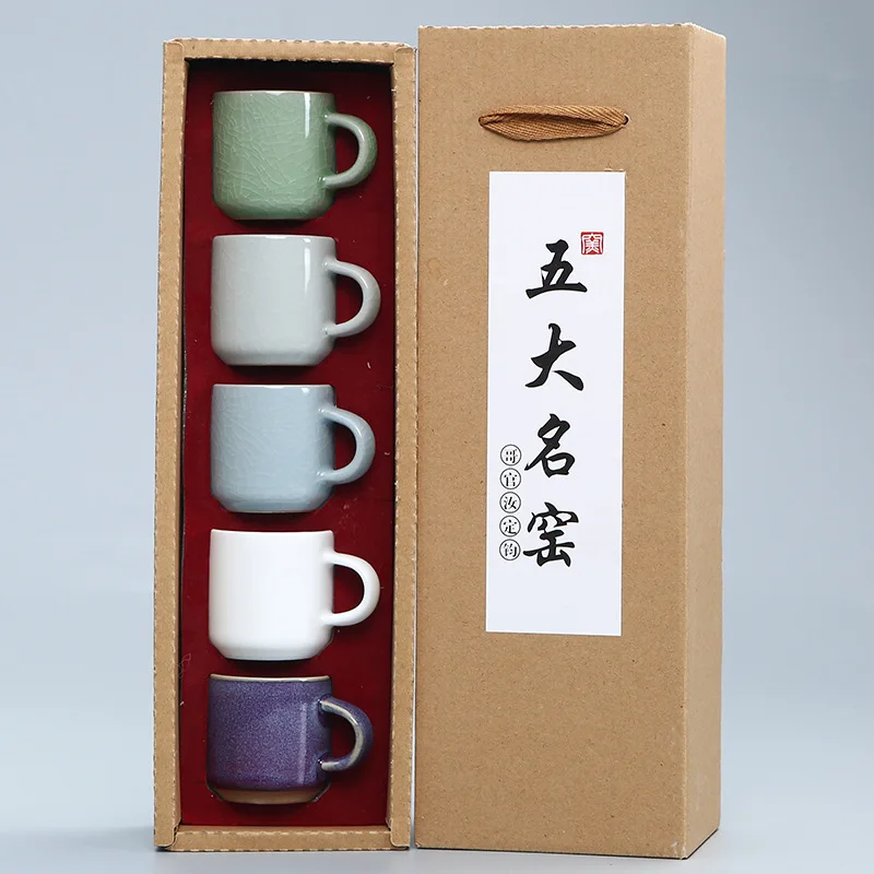 5pcs 50ml-100ml Master Cana Ceramica Drinkware Teaware de kung-fu Chinez Set de Ceai Ceașcă de ceai Dragul Cani de Ceai Mic Boluri Decor Cutie de Cadou