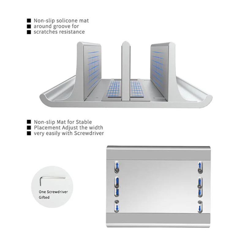 Single/Double Slot Vertical Stand de Laptop din Aliaj de Aluminiu Desktop Suport Reglabil cu stație de Andocare pentru Notebook Tablete Loptop
