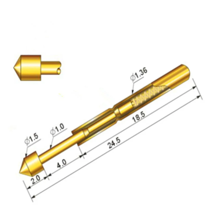100/BUC/sac PA160-E2 de Testare a arcurilor de Sondă Lungime 24,5 mm Dia 1.36 mm, din Metal Alamă Acasă, Durabile, Și Convenabil de Sonda