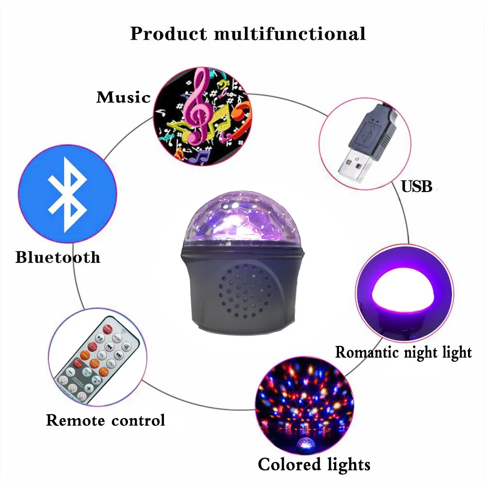 9 culoare Bluetooth minge disco lumina LED RGB trei-in-one laser light party mini DJ etapă lampă de colorat proiector lampa sounder