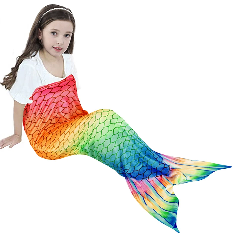 Crăciun Copil Cadou de Desene animate de Colorat Mermaid Coadă de Pește Pătură de Iarnă Flanel Moale pentru Modelul de Scară de Pește Canapea Arunca TV Pături