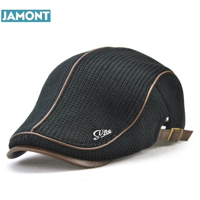 JAMONT de Înaltă Calitate Stil englezesc de Iarnă Lână Bărbați în Vârstă Capac Gros Cald Bereta Pălărie Design Clasic, Vintage Cozoroc Sapca Snapback