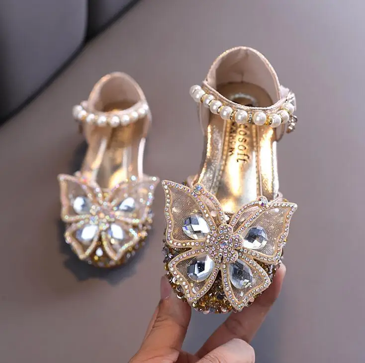 2020 Toamna Fete Pantofi Glitter Mary Janes Pearl Princess Pantofi Copii Fluture din Piele Pantofi Copii Apartamente Non-alunecare de Copii mici