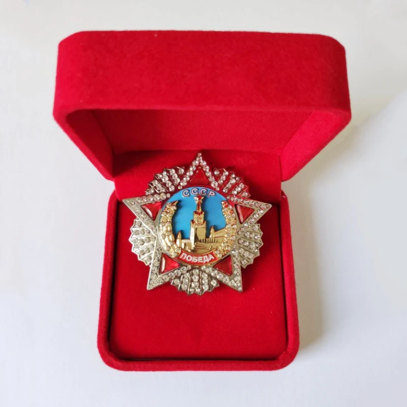 WW2 Mare Victoria Sovietică de Onoare Medalie de al doilea RĂZBOI mondial URSS rusă Bagde CCCP Premiul Pentru Victorie Ace Încrustații de Diamante Email Medalie de Cadouri