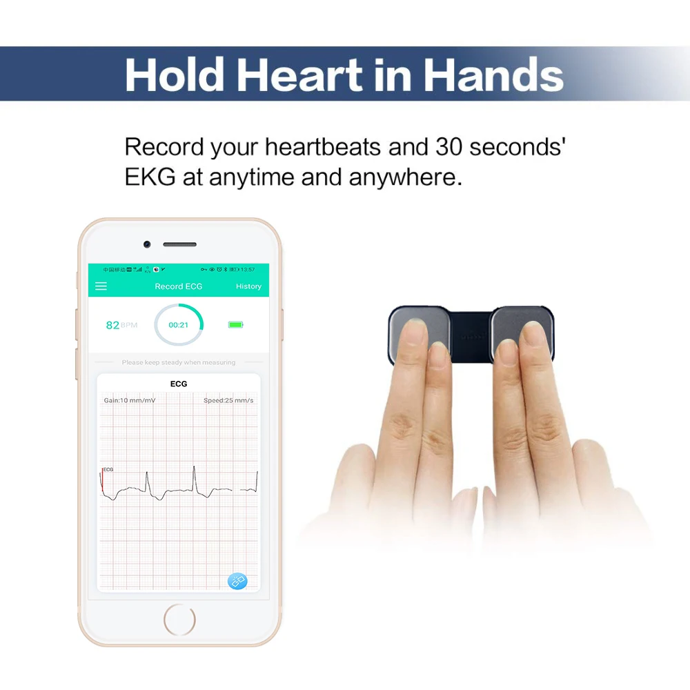 Monitor Portabil Curea de Piept Inima Bluetooth Sănătate Tracker Aplicație Gratuită Handheld Portabil 30 de ani de la 10HRecording