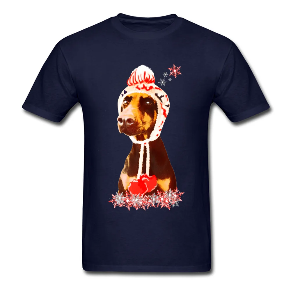 Frosty, omul De Doberman Tricou pentru Bărbați T-Shirt Party Tricouri mai Noi Amuzant Topuri Tricouri Cadou de Crăciun Haine de Bumbac Negru Kawaii