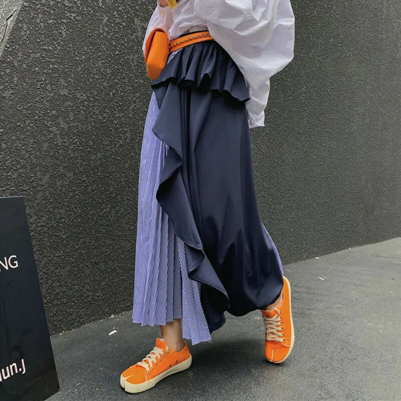 Vară Stil Japonez Elegant Zburli Femei Fusta Casual Pierde Streetwear Elastic Talie Inalta Fusta Plisata