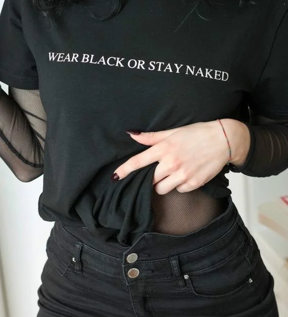 Kuakuayu HJN Stil Gotic Întuneric Purta Negru sau Rămâne Gol Scrisoarea Imprimate Moda de Vara din Bumbac Rece Grunge Femei Tee T-shirt
