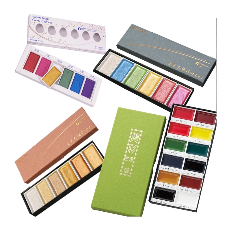 ZIG Kuretake pigment Gansai Si Vopsea Acuarelă Înstelat/Pearl/Gem Culori Solizi Japonezi Pigment Pentru Desen Artă