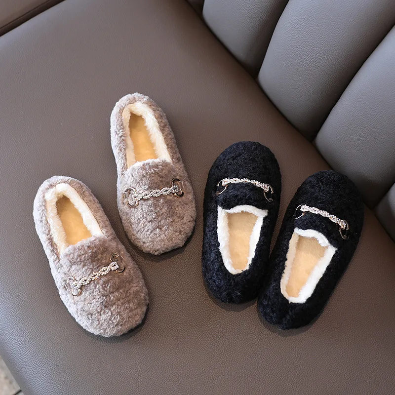 Copii de Lână Toamna și Iarna Nou Versiunea coreeană a Fetei Blana Integrat de Pluș Mic Copil Fata de Bumbac, Pantofi de Moda 26-36