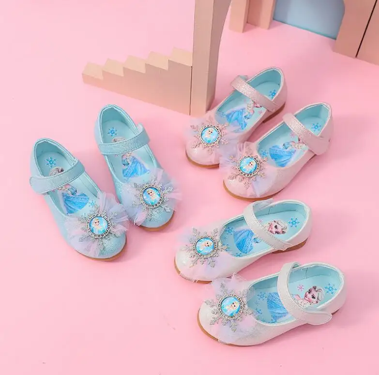 Disney fete pantofi de piele de desene animate congelate dulce drăguț arc printesa pantofi casual copilul singur pantofi primavara toamna pentru copii pantofi