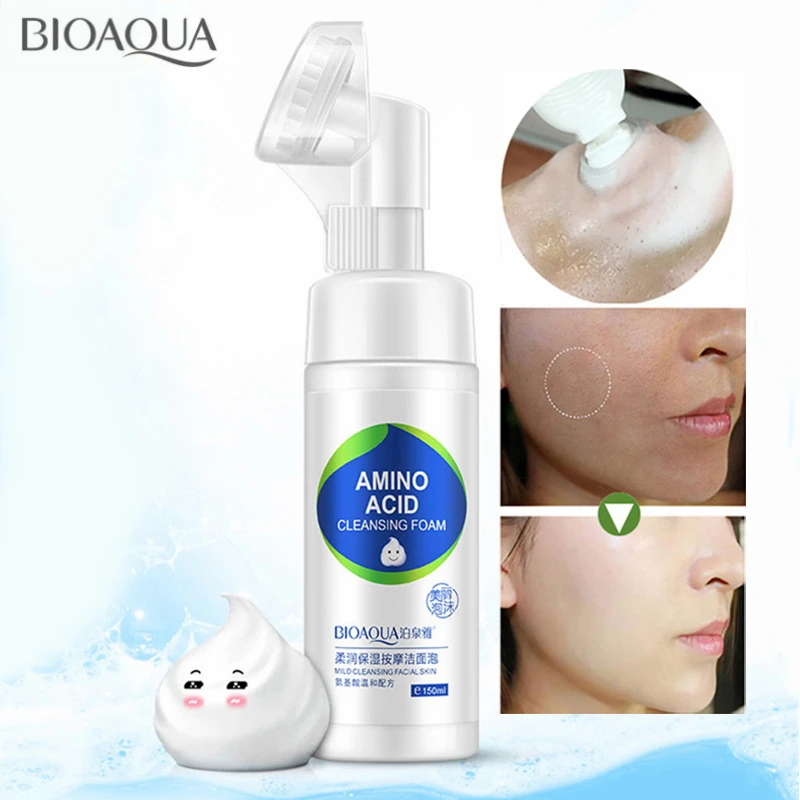 BIOAQUA Aminoacizi Faciale Spuma Demachiant Exfoliant de Curatare a Porilor de Umiditate de Îngrijire a Pielii Perie de Spalat coreeană Cosmetice Make-Up