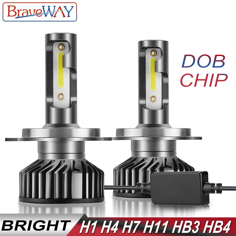 BraveWay DOB Cip LED-uri Lămpi de Gheață pentru Auto H1 H4 H7 H8 H11 HB3 HB4 9006 9005 Becuri LED Faruri H7 Canbus 72W 12000LM 12V