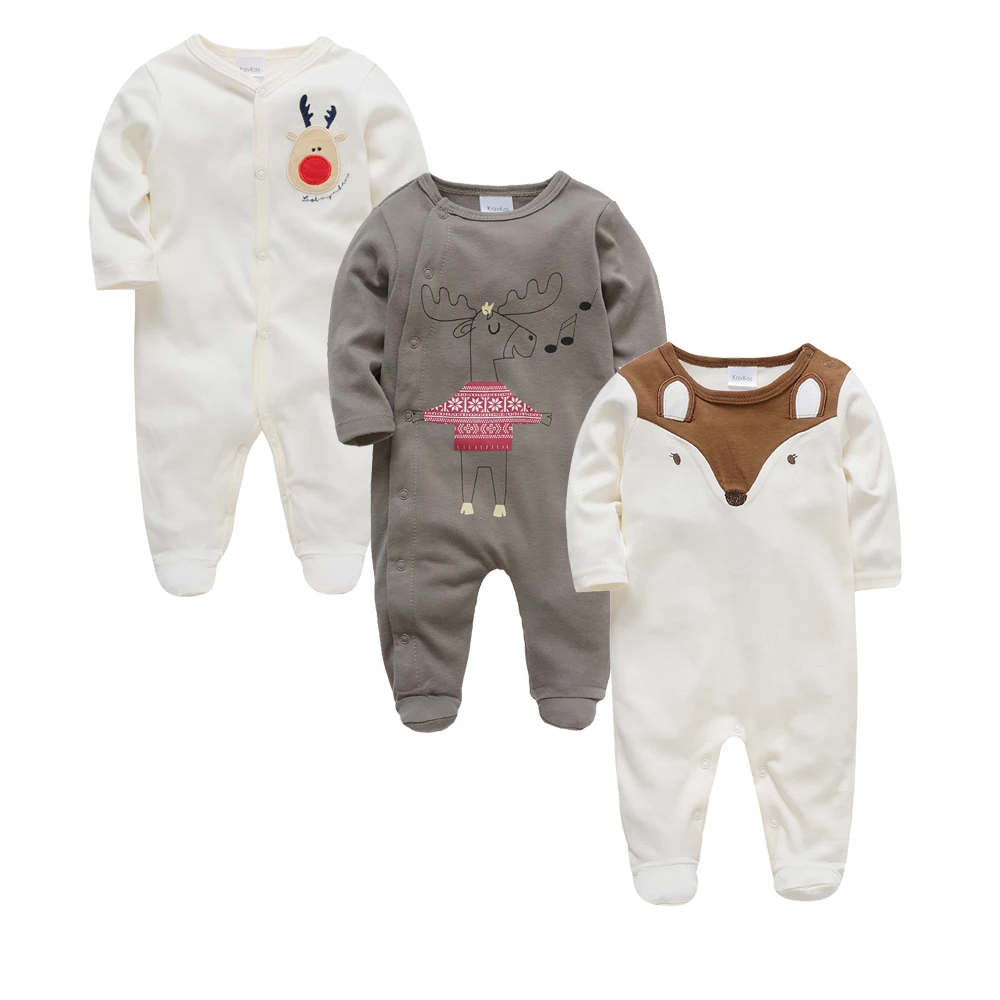 KAVKAS 2 3 buc/log baietel haine de bumbac imprimare de desene animate de Toamna Iarna cu maneca lunga salopetă ropa bebe nou-nascut 0-12 luni generală