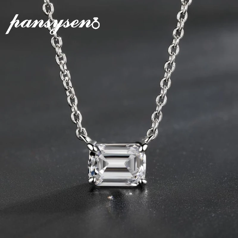 PANSYSEN de Lux, Reală Argint 925 6*8MM Emerald Cut Simulated Diamond Moissanite Colier/Cercei/Inel Seturi de Bijuterii