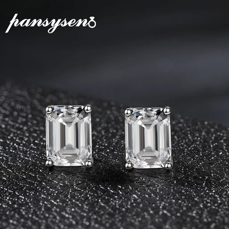 PANSYSEN de Lux, Reală Argint 925 6*8MM Emerald Cut Simulated Diamond Moissanite Colier/Cercei/Inel Seturi de Bijuterii